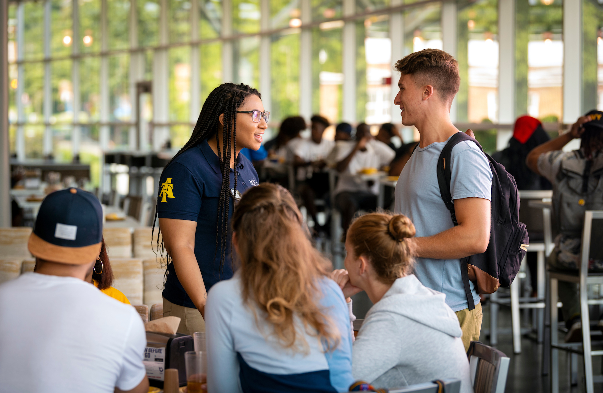 GSA President and diverse group of students