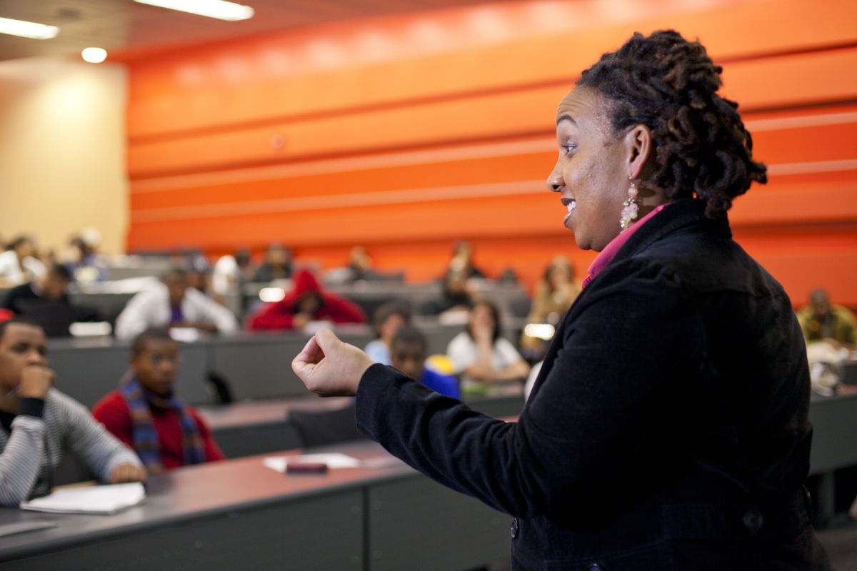 instructor engaging with class